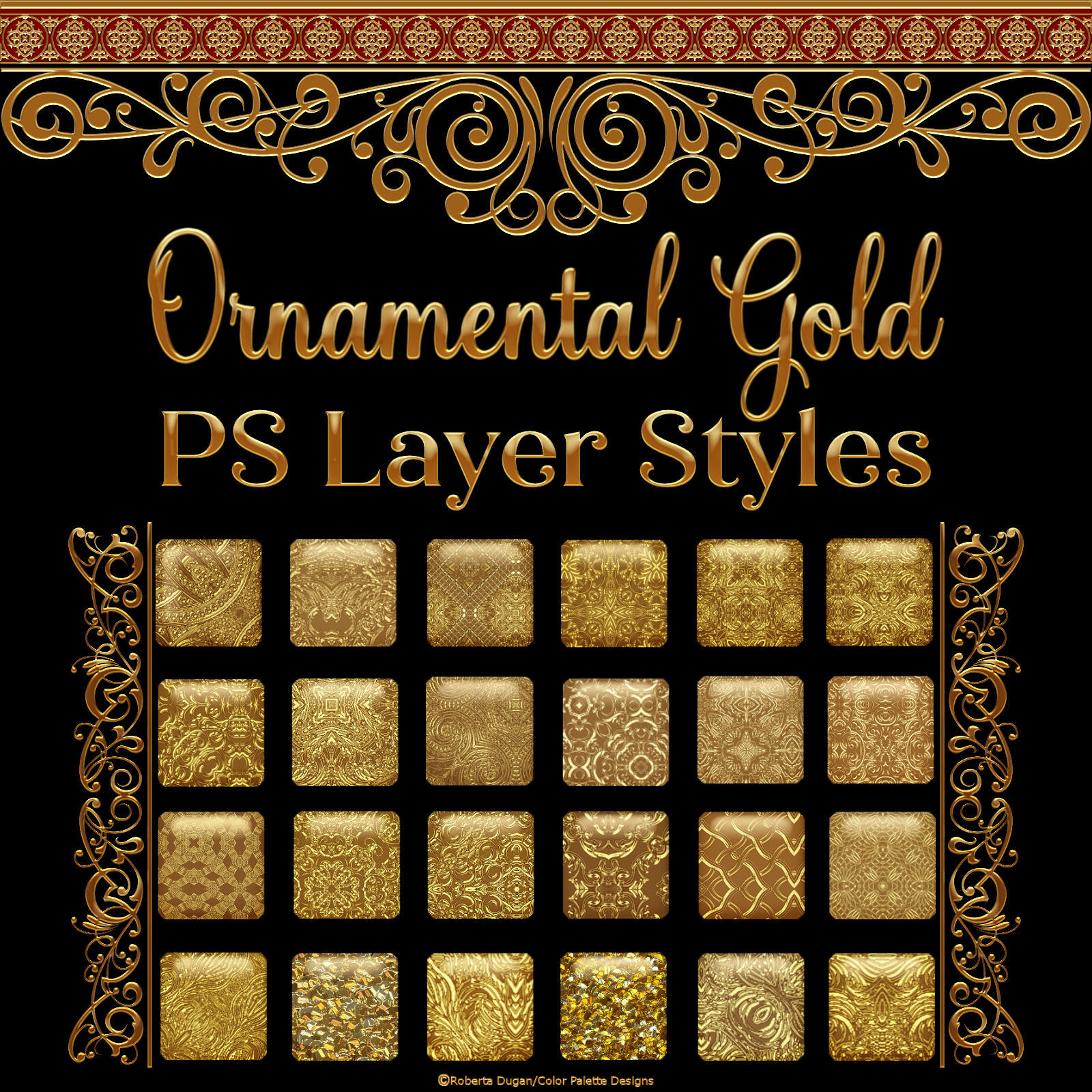 Ornamental Gold PS Layer Styles by N/A