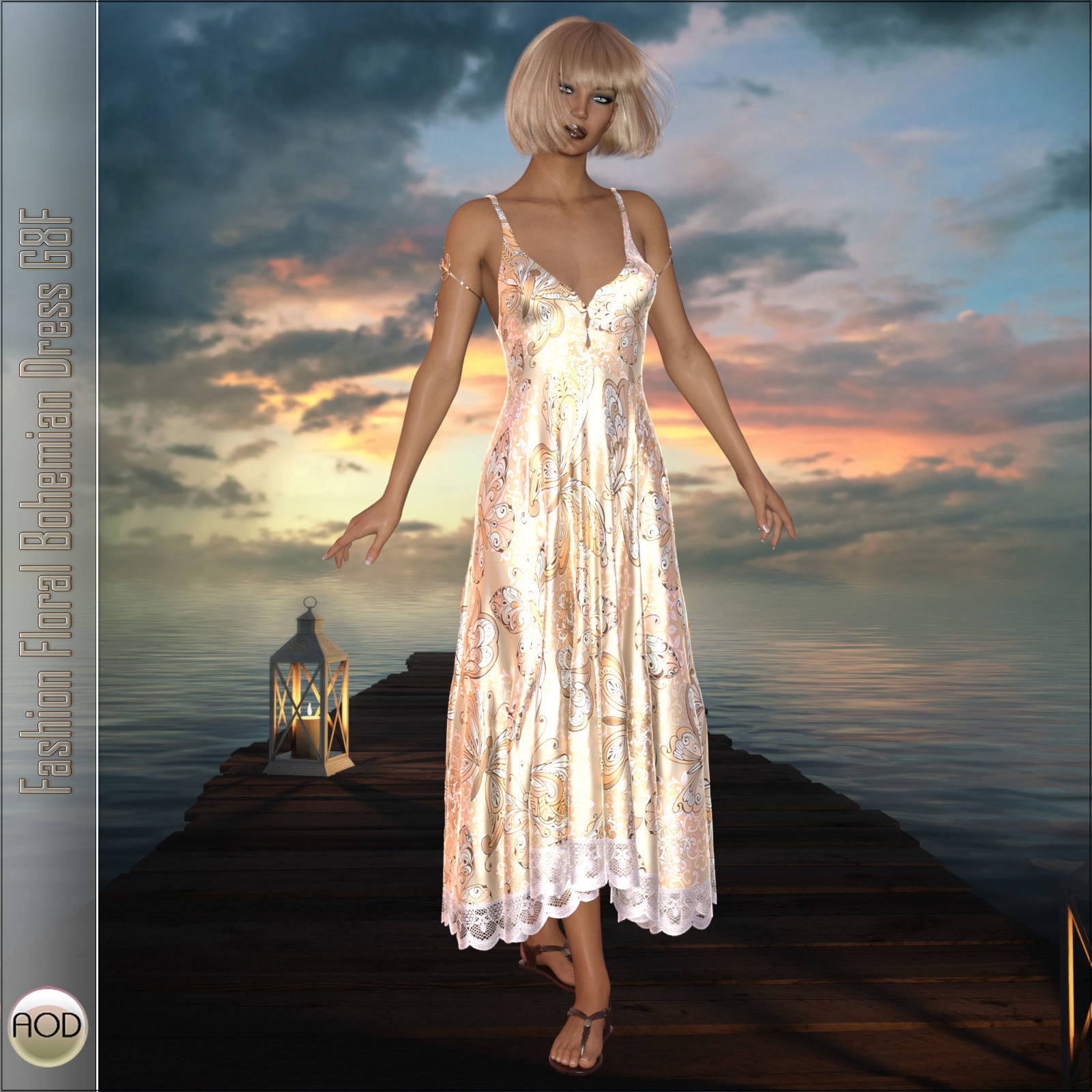 Fashion Floral Bohemian Dress G8F by N/A