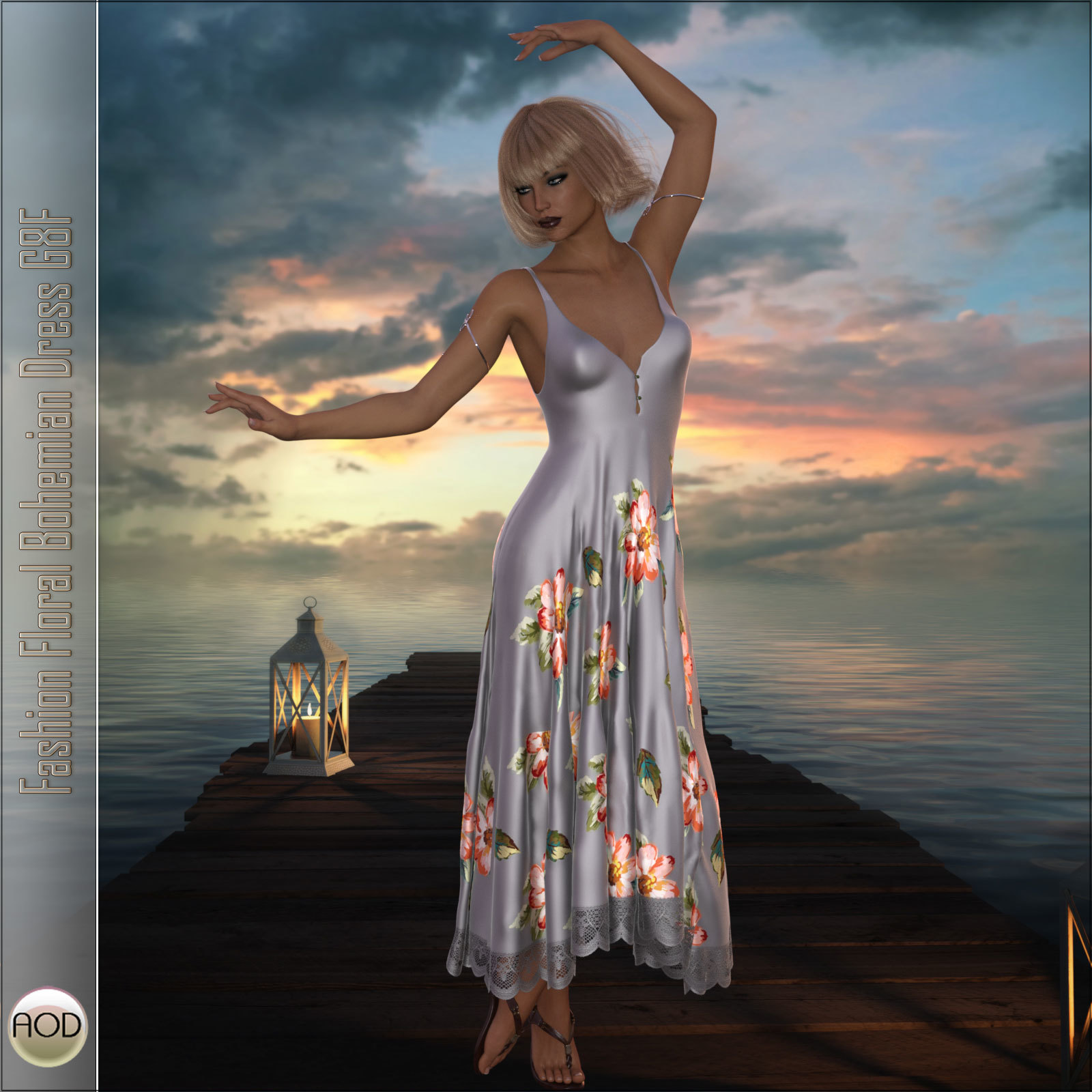 Fashion Floral Bohemian Dress G8F by N/A