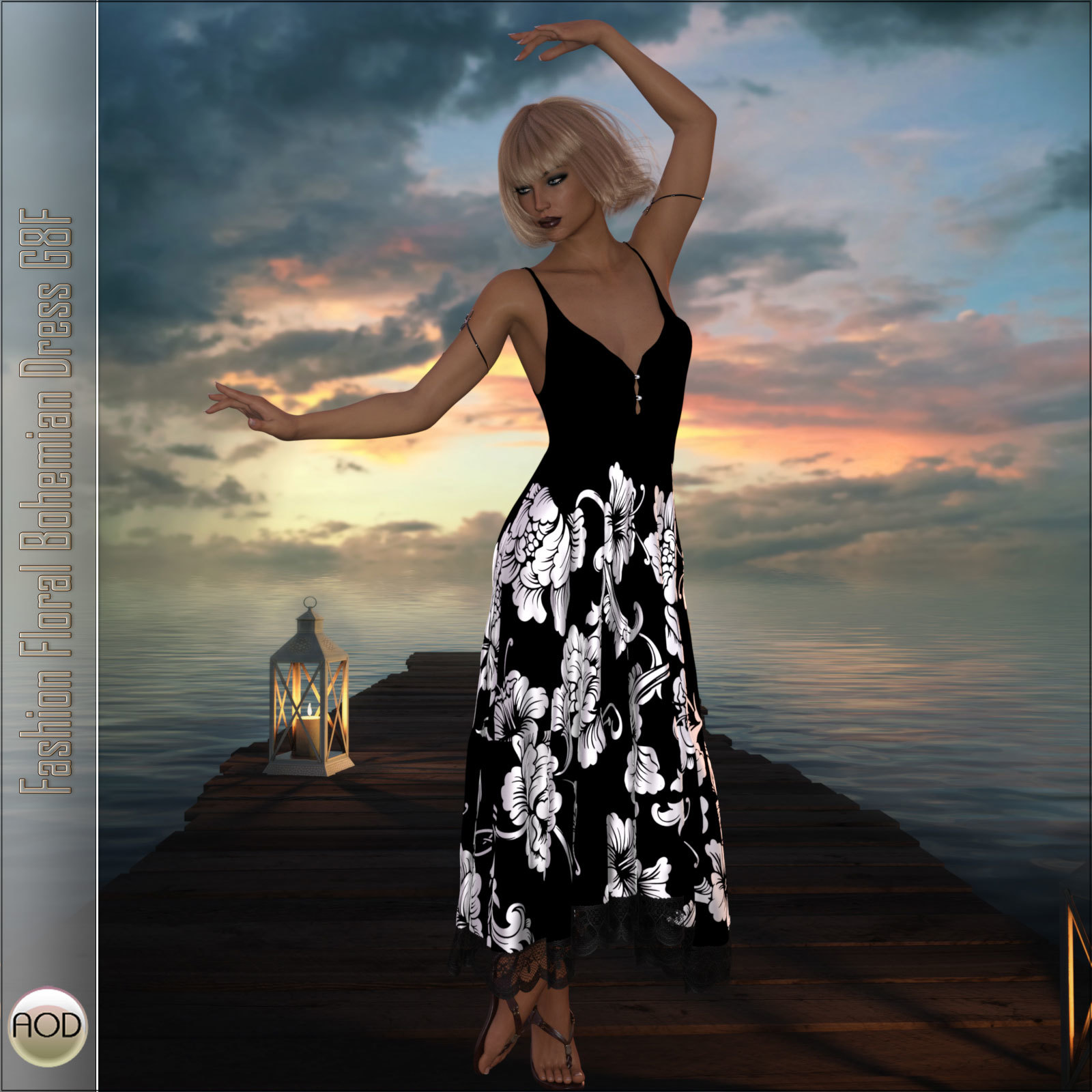 Fashion Floral Bohemian Dress G8F by N/A