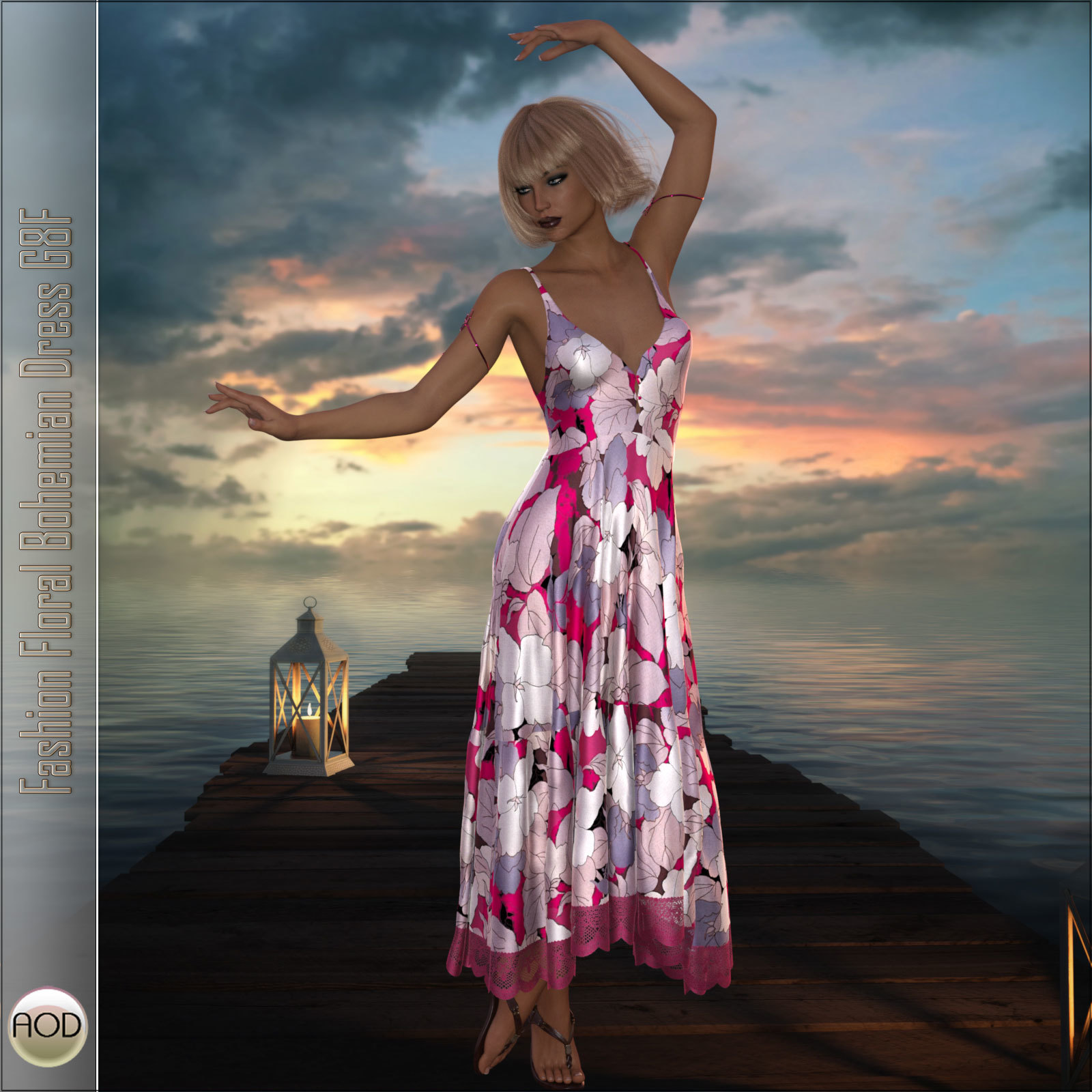Fashion Floral Bohemian Dress G8F by N/A