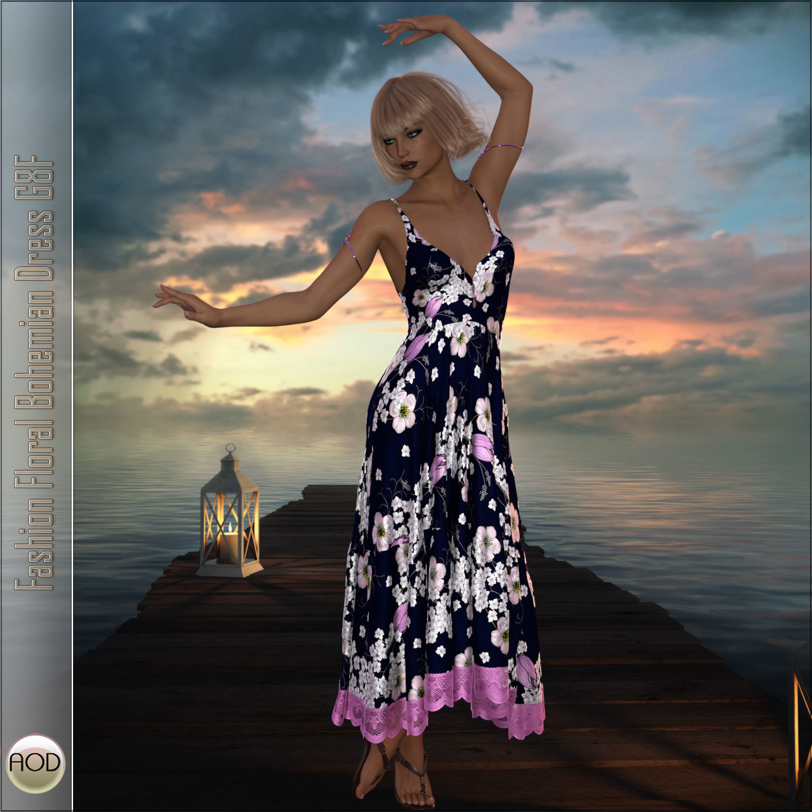 Fashion Floral Bohemian Dress G8F by N/A