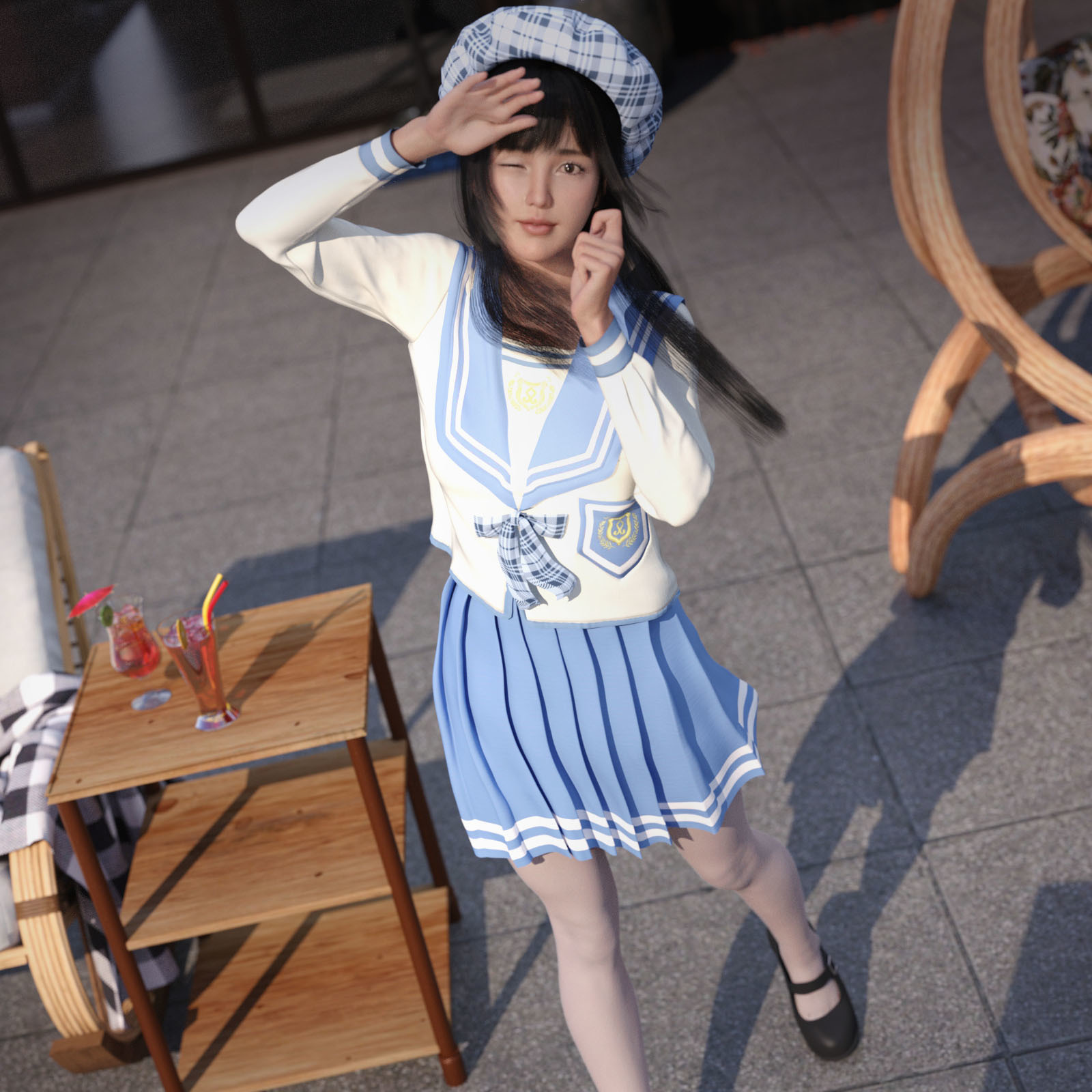 SC dForce JK Sailor Suit and 25 Pose For Genesis 8 Females by N/A