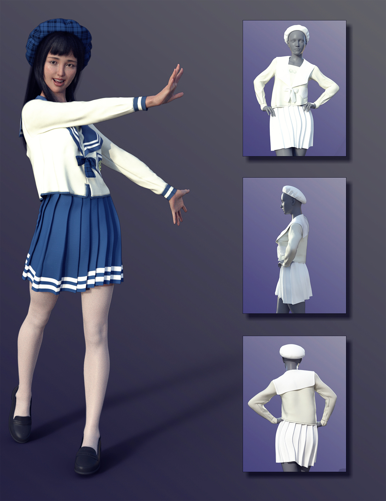 SC dForce JK Sailor Suit and 25 Pose For Genesis 8 Females by N/A