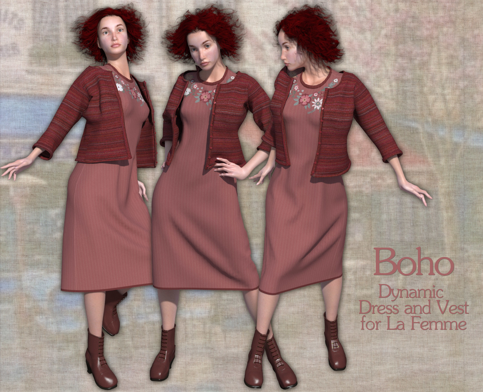 Boho - Dynamic Dress and Vest for La Femme by N/A