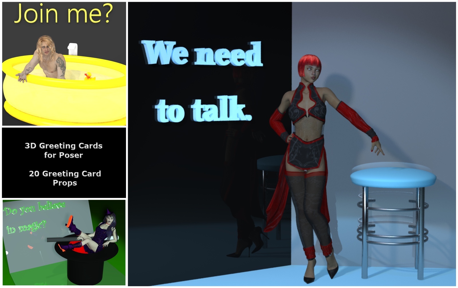 3D Greeting Cards for Poser by N/A