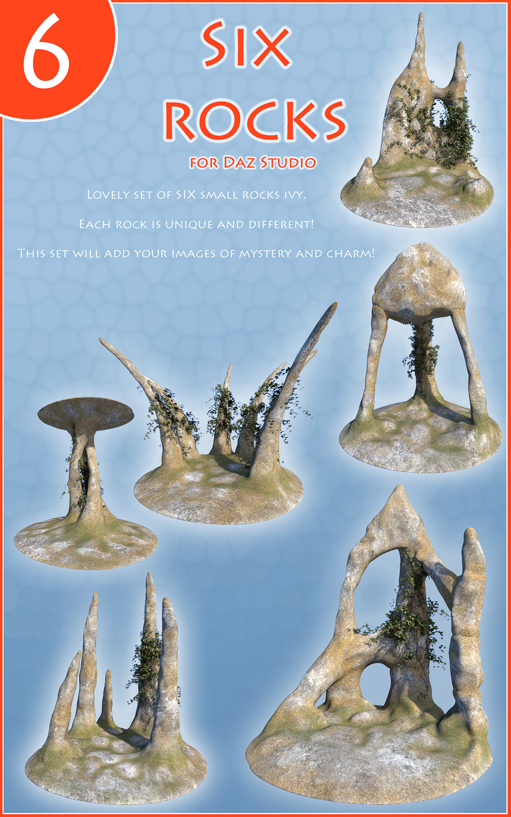 Six rocks for Daz Studio by N/A