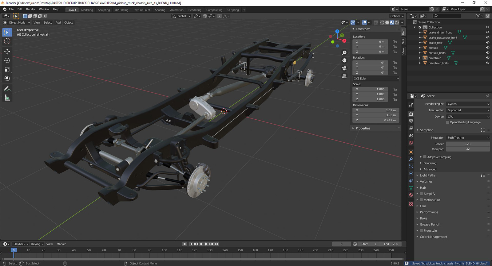 HD PICKUP TRUCK CHASSIS 4WD IFS - Extended License by N/A