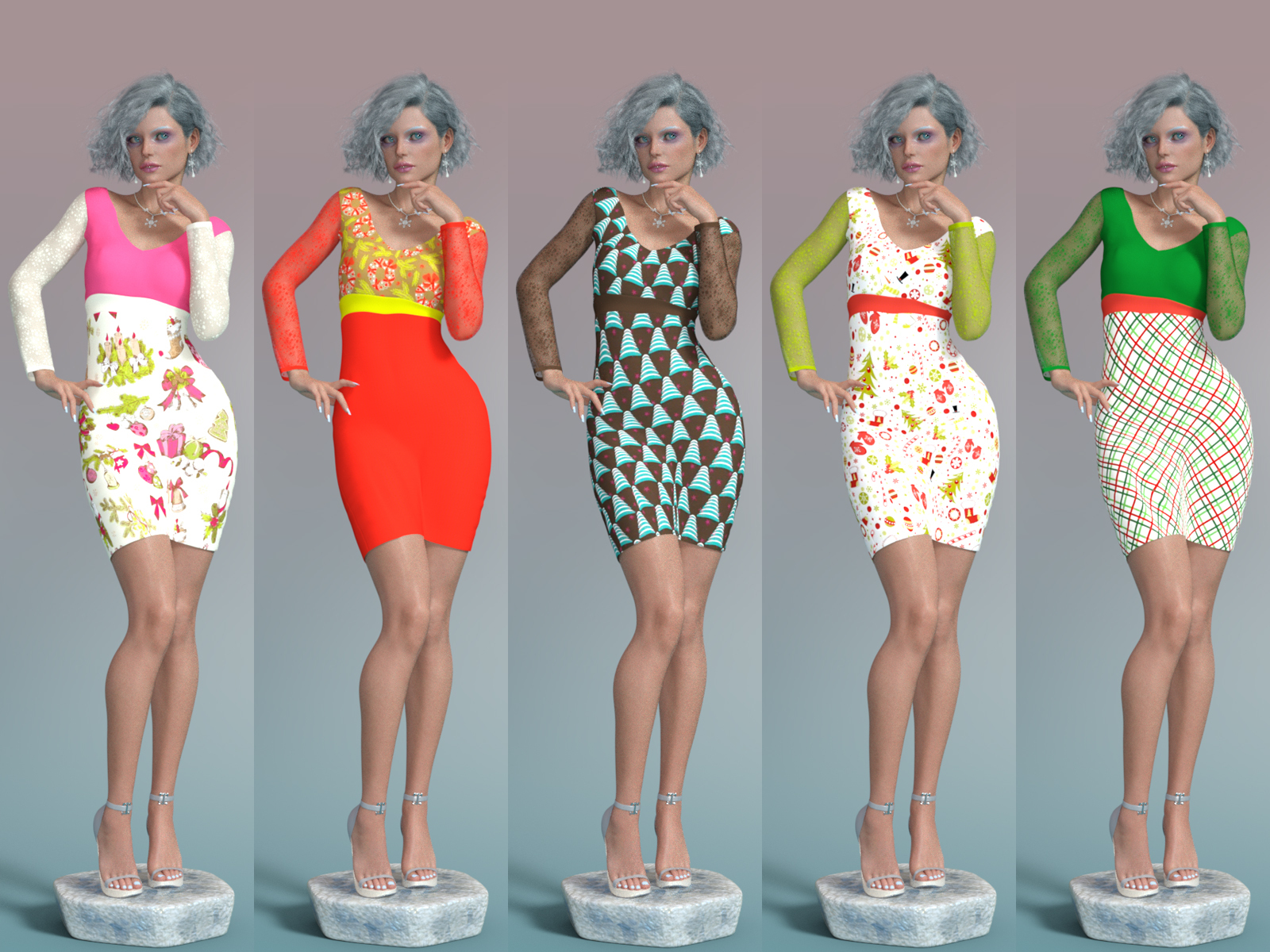 XMas Long Sleeve Lace Dress OOT G8F by N/A