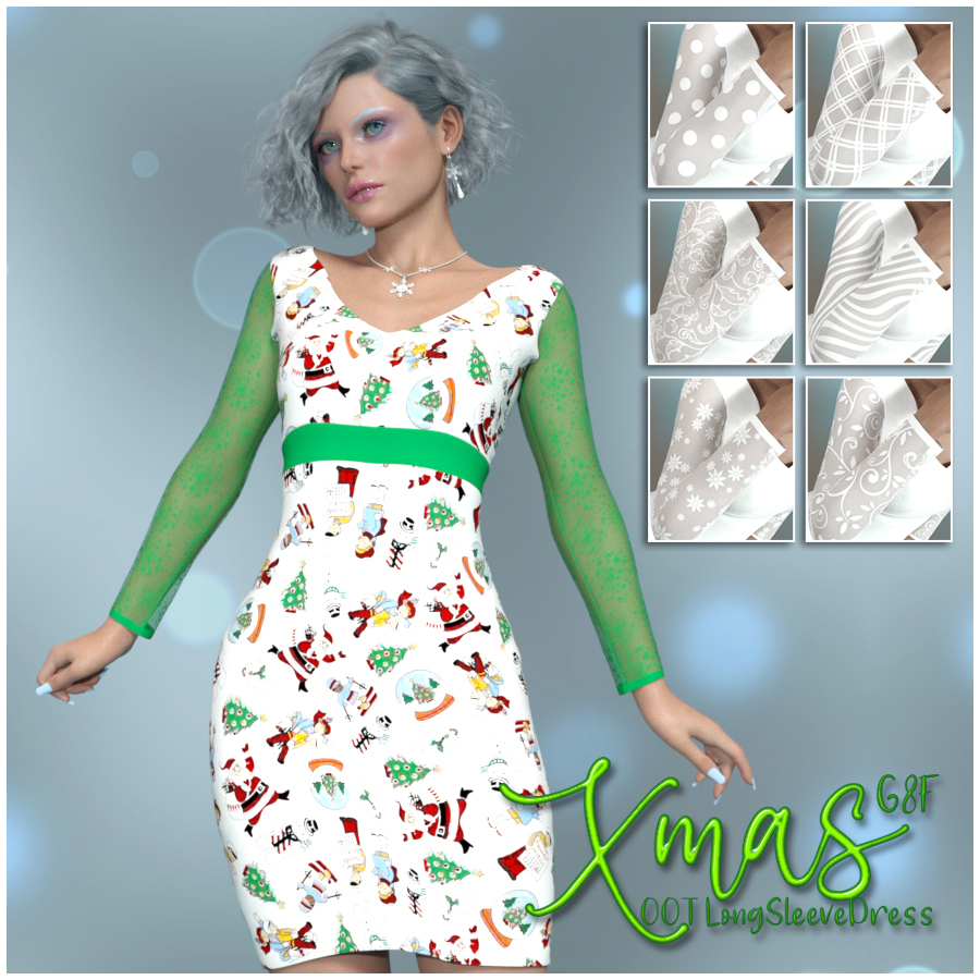 XMas Long Sleeve Lace Dress OOT G8F by N/A