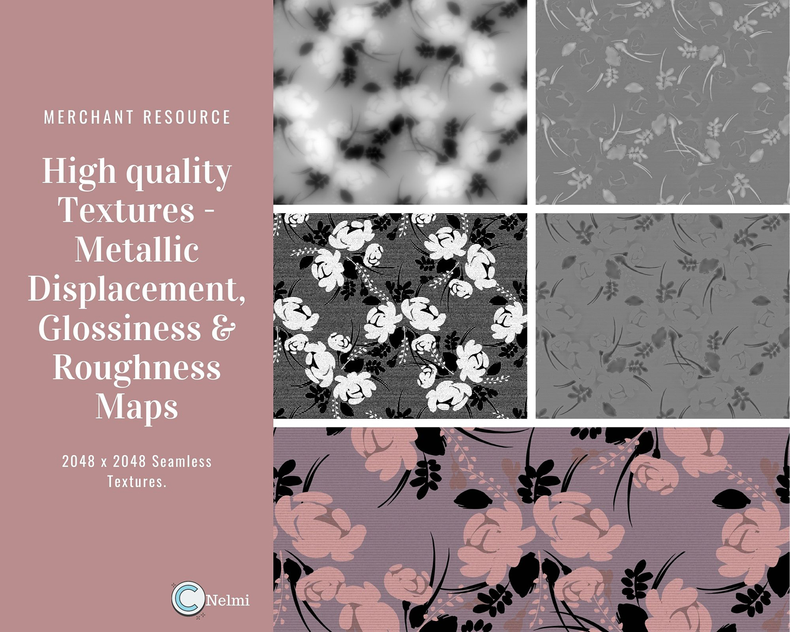 15 Floral Patterned Fabric Textures by N/A