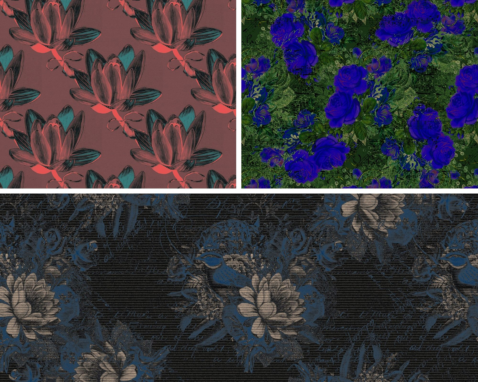15 Floral Patterned Fabric Textures by N/A