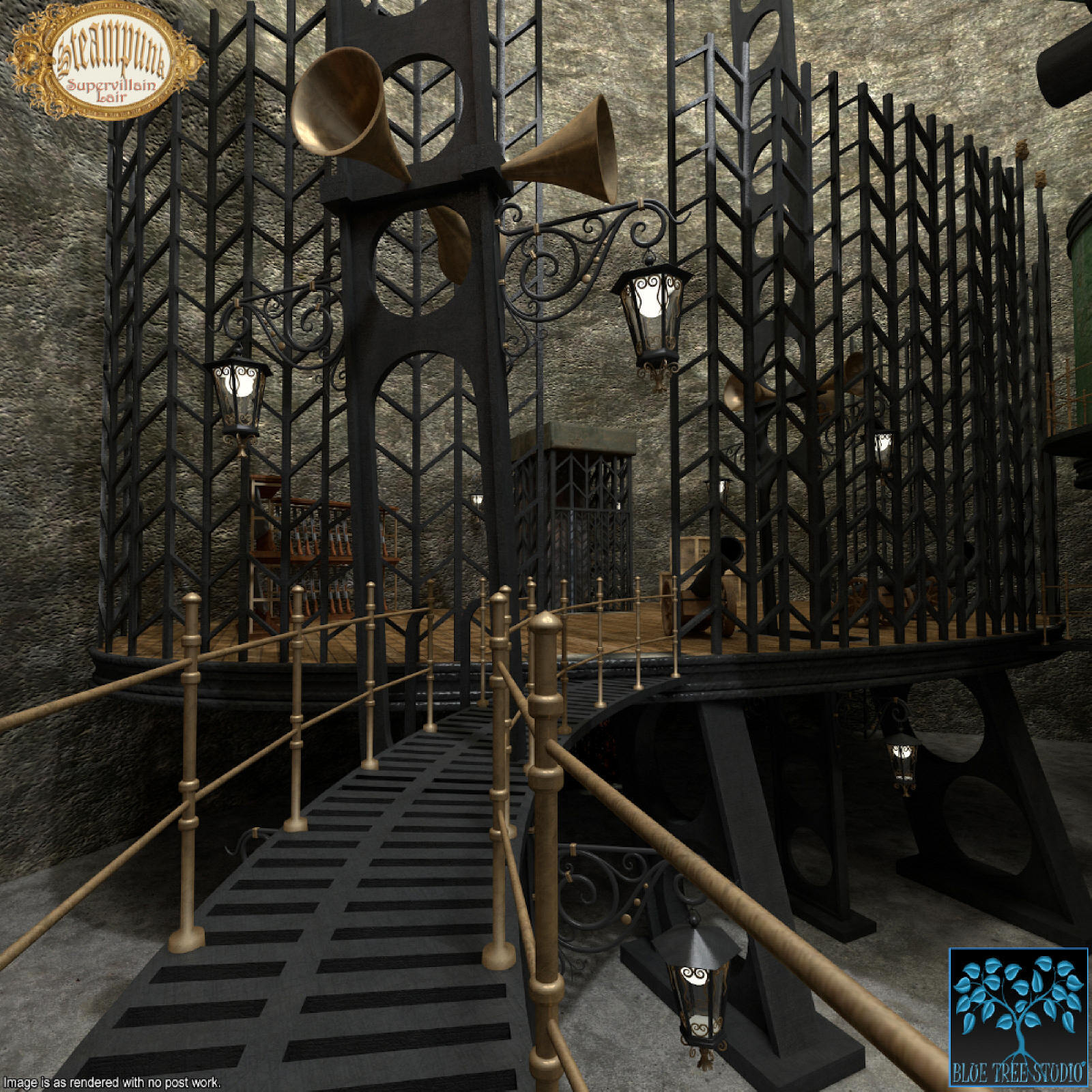Steampunk Supervillain Lair for Daz by N/A
