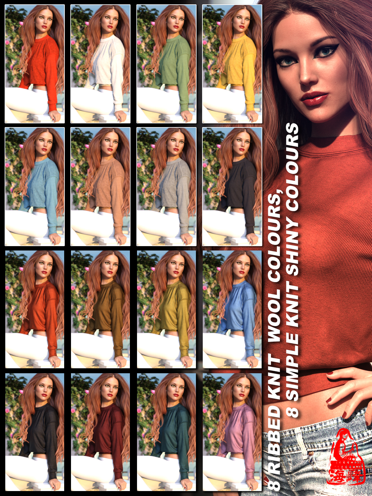 dForce Crew Sweater for Genesis 8 Females by N/A