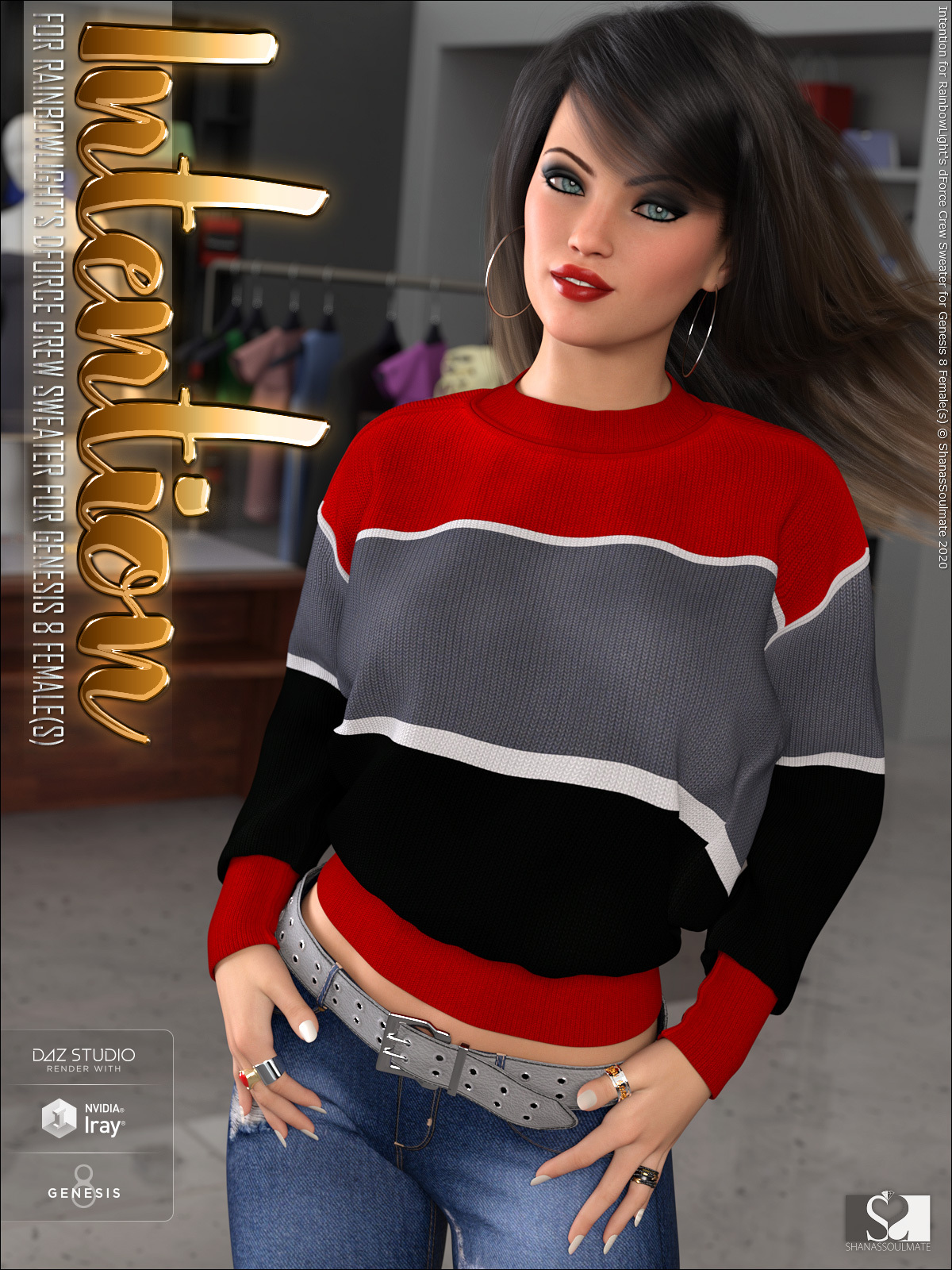Intention for dForce Crew Sweater for Genesis 8 Female(s) by N/A