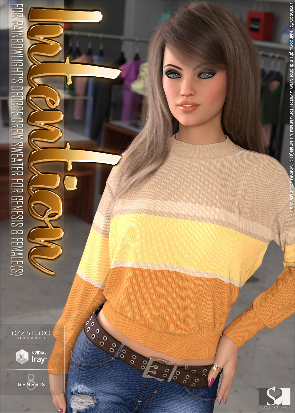 Intention for dForce Crew Sweater for Genesis 8 Female(s) by N/A