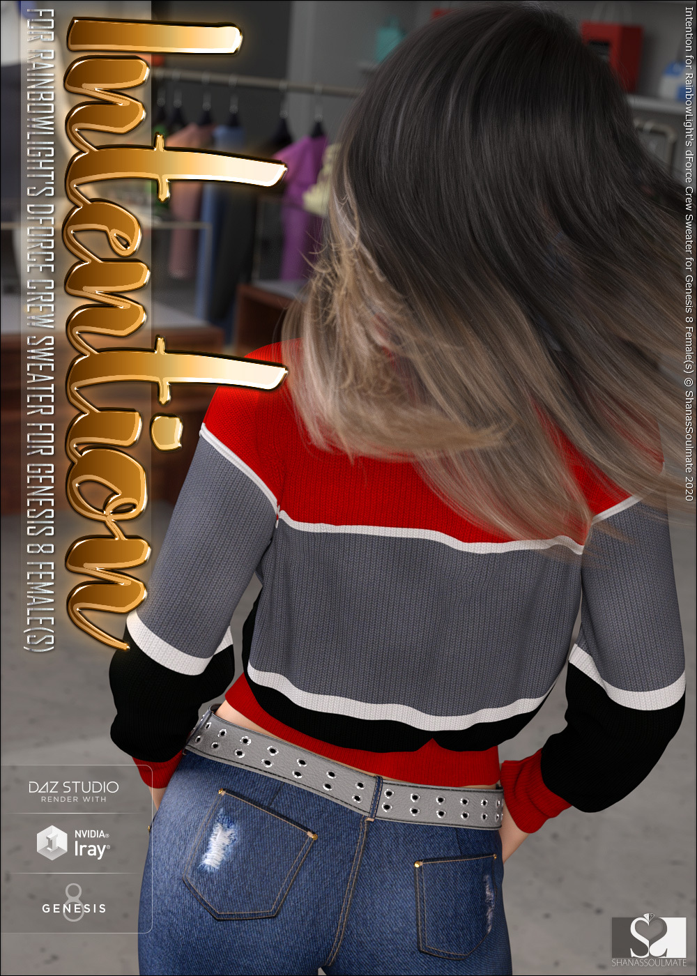 Intention for dForce Crew Sweater for Genesis 8 Female(s) by N/A