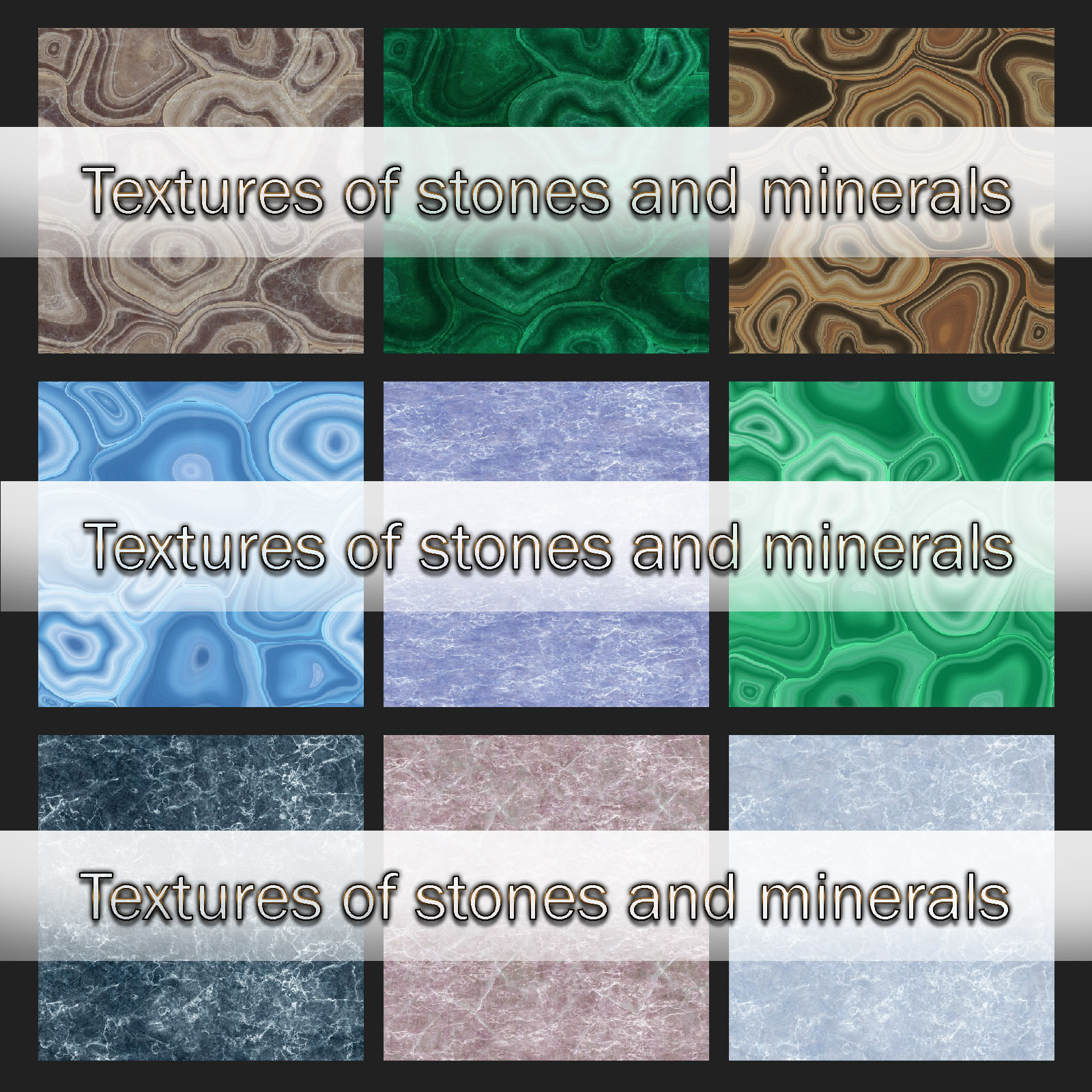 Seamless textures of marble, malachite, agate and others by N/A