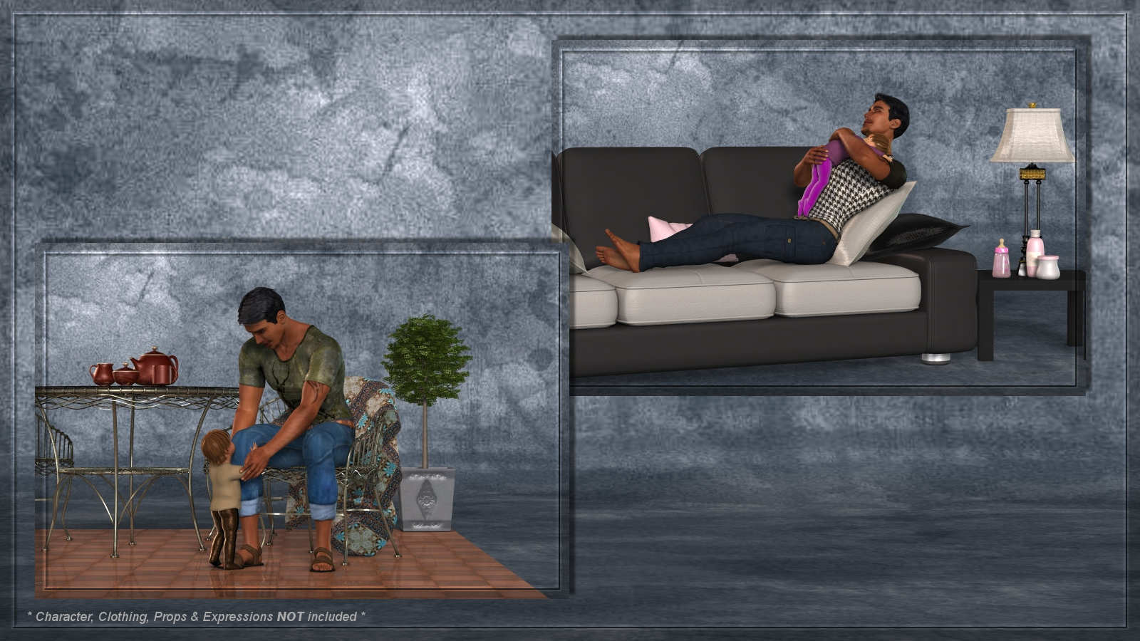 Father and Child Poses for Dusk and Baby Luna by N/A