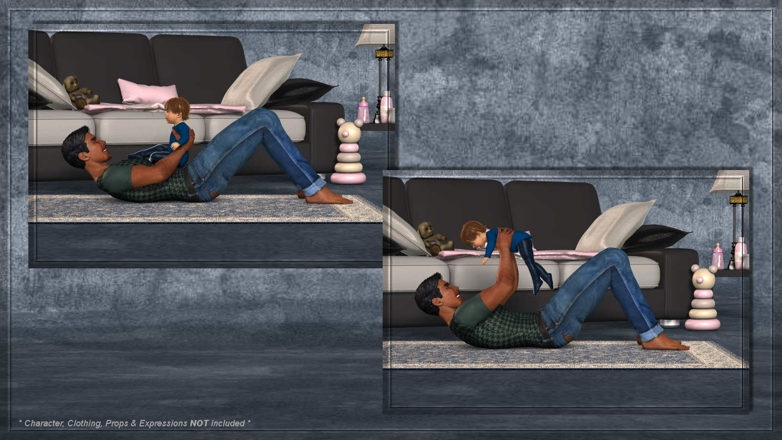 Father and Child Poses for Dusk and Baby Luna by N/A