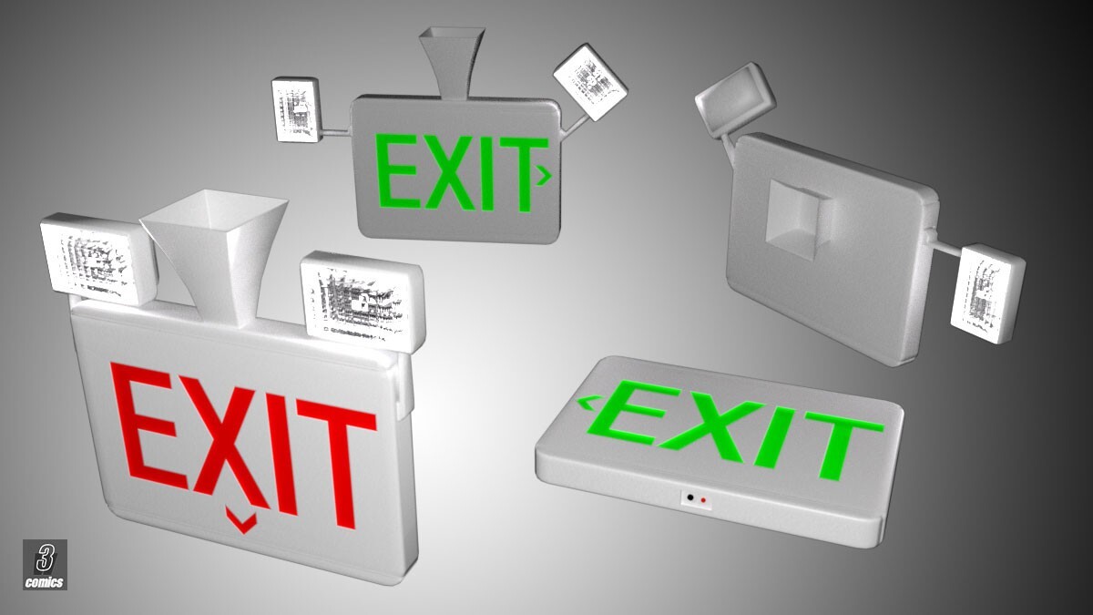 3WC Fire Safety - Exit Sign by N/A
