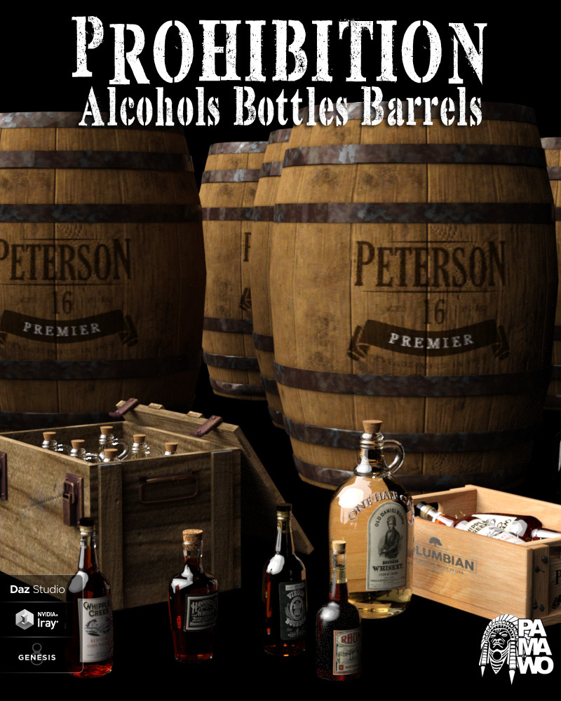 Prohibition Alcohols Bottles Barrels for DS by N/A