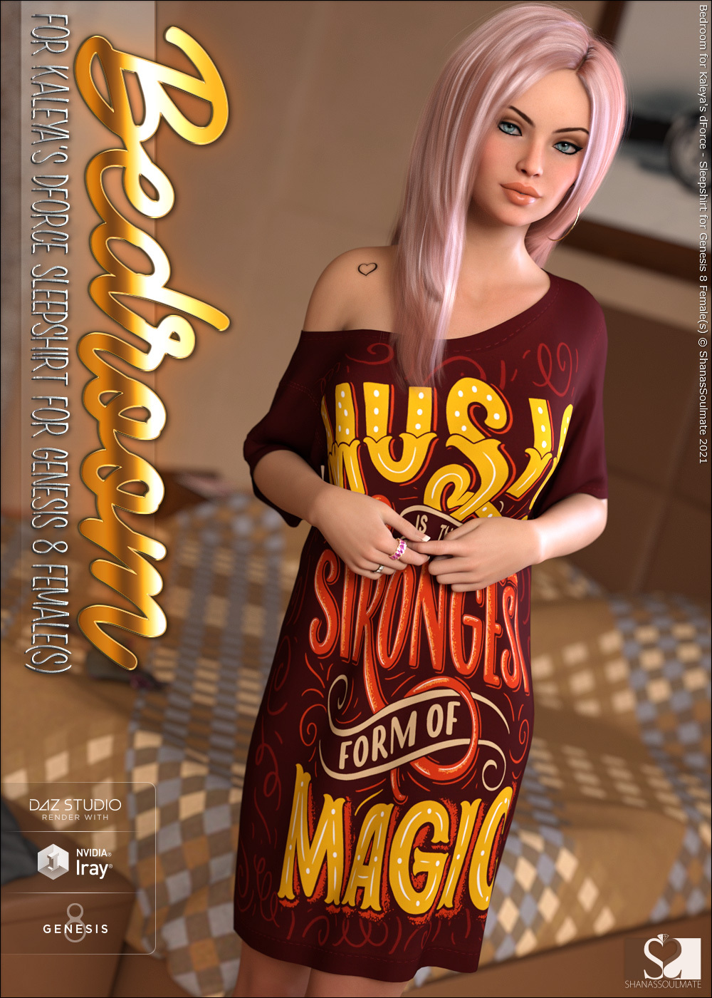 Bedroom for dForce - Sleepshirt for Genesis 8 Female(s) by N/A