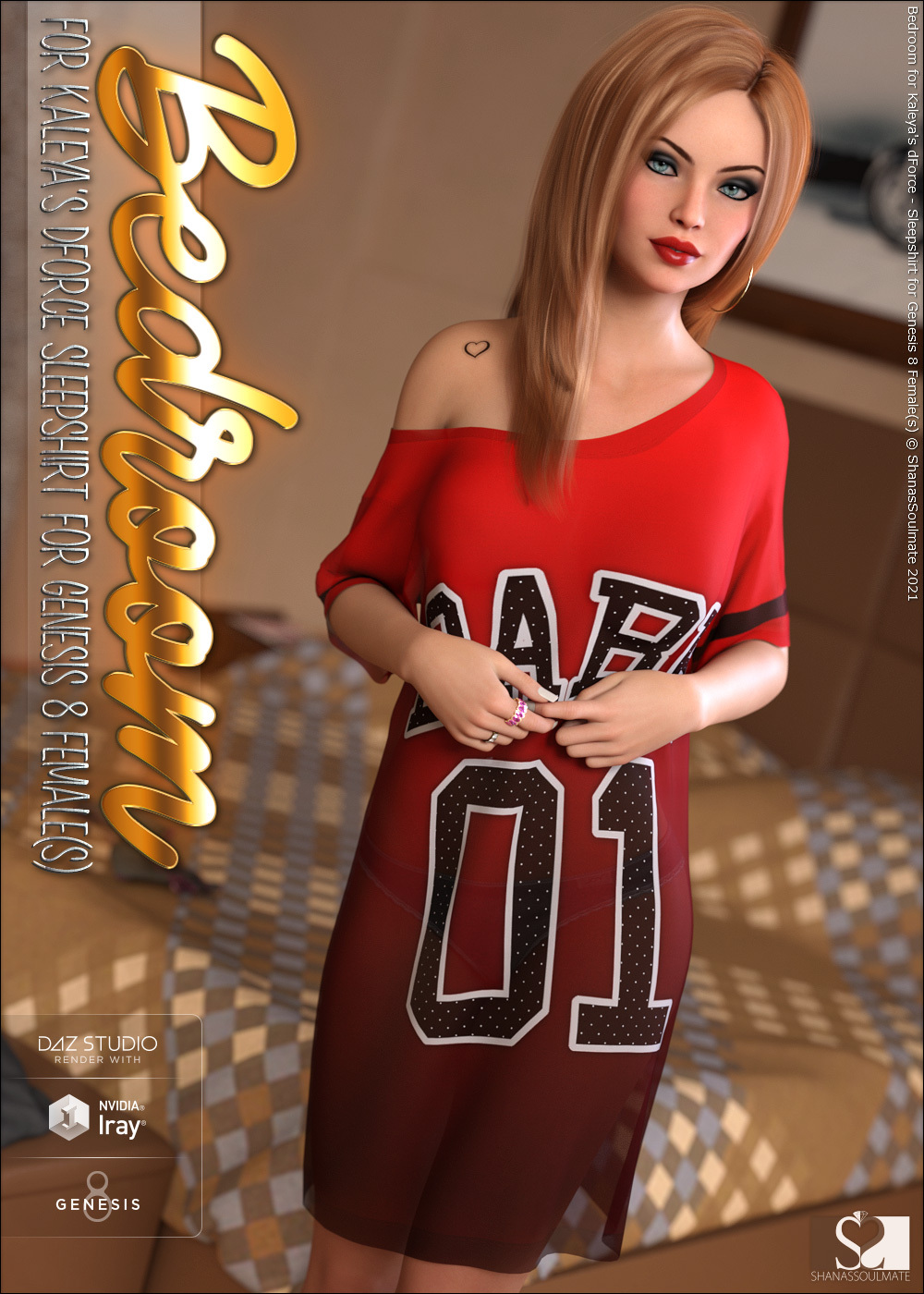 Bedroom for dForce - Sleepshirt for Genesis 8 Female(s) by N/A