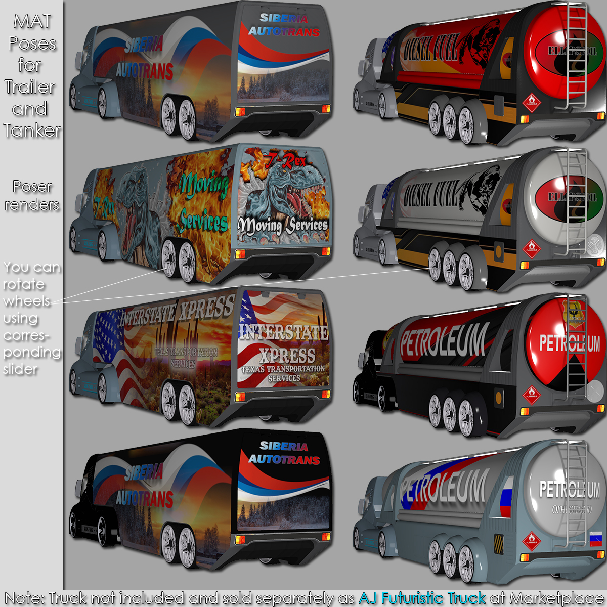 AJ Trailer and Tanker for Futuristic Truck by N/A