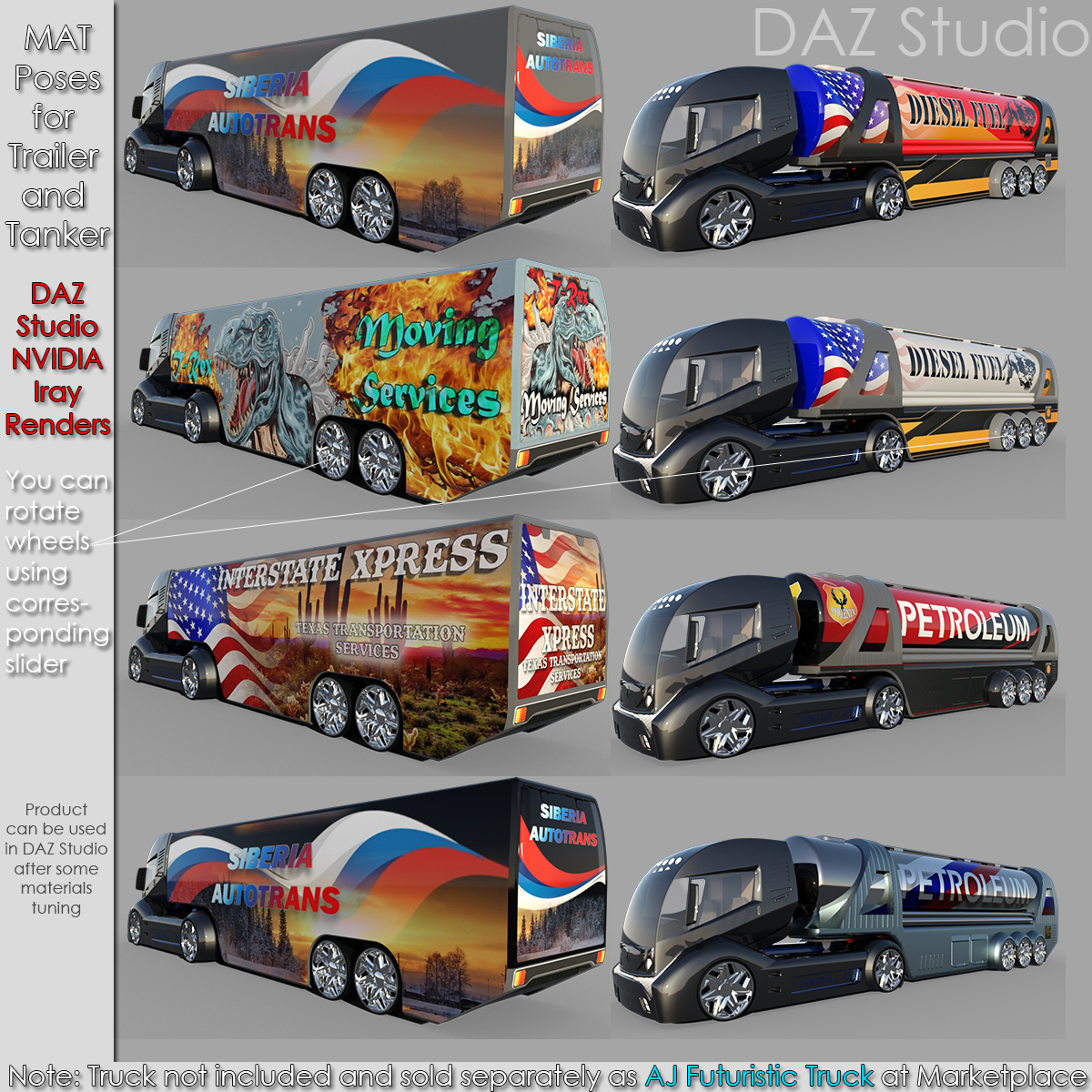 AJ Trailer and Tanker for Futuristic Truck by N/A