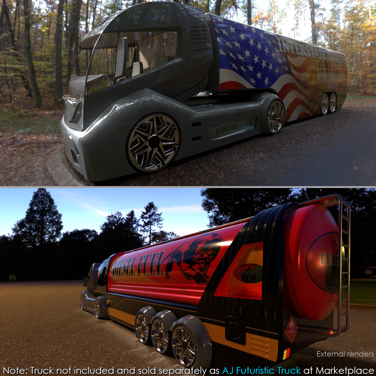 AJ Trailer and Tanker for Futuristic Truck by N/A