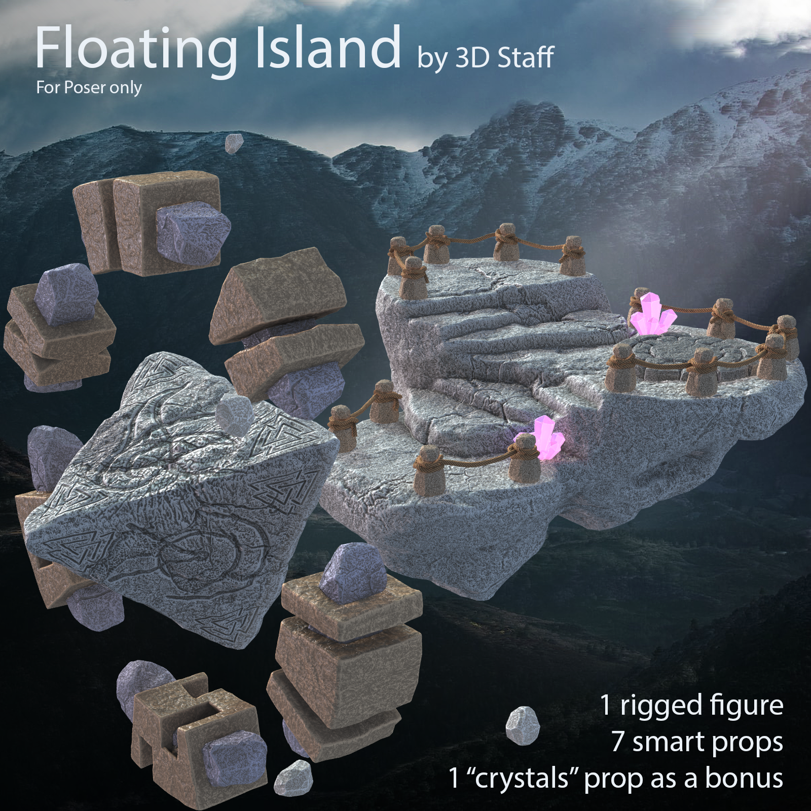 3DStaff Floating Island for Poser by N/A