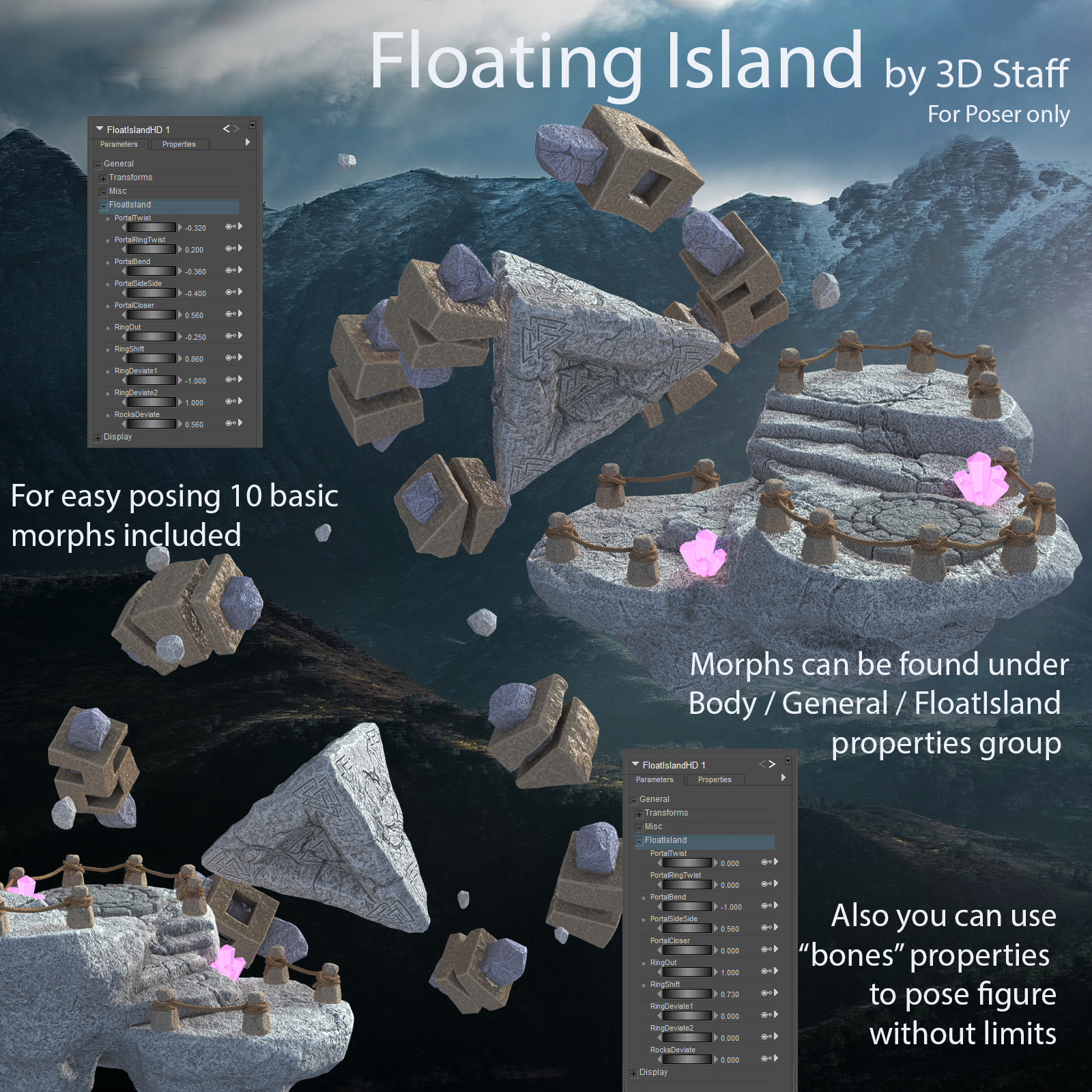3DStaff Floating Island for Poser by N/A