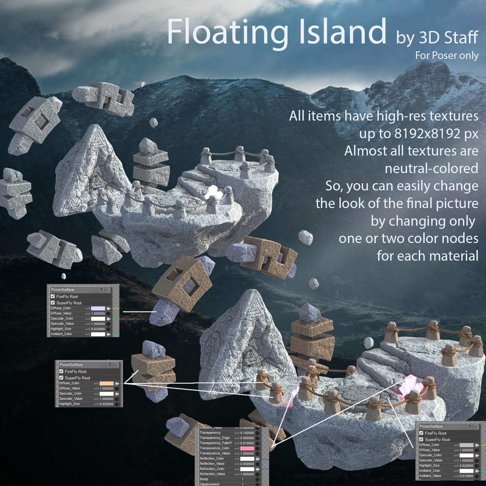 3DStaff Floating Island for Poser by N/A