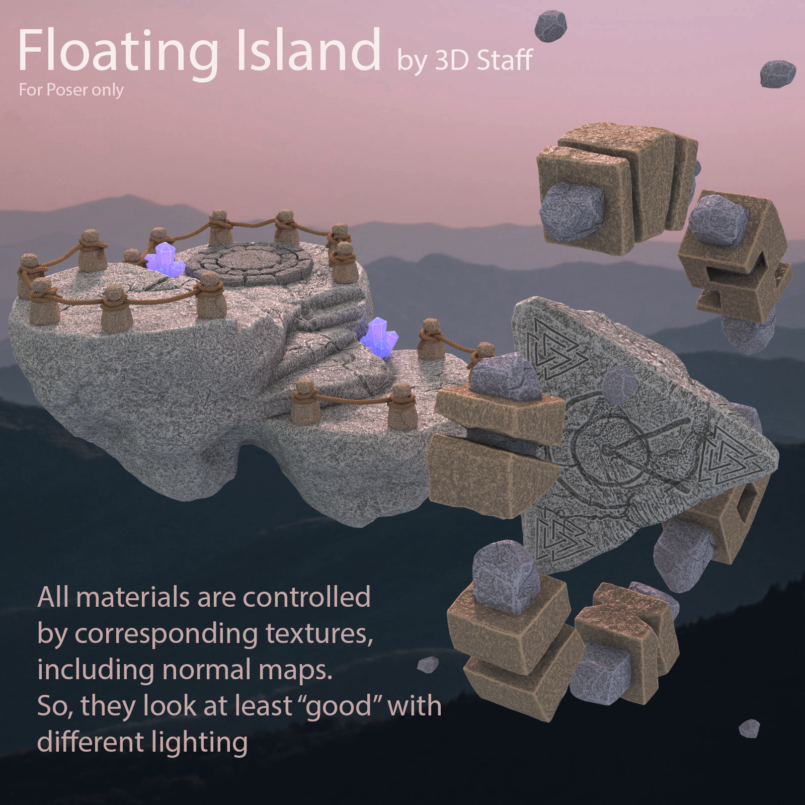 3DStaff Floating Island for Poser by N/A
