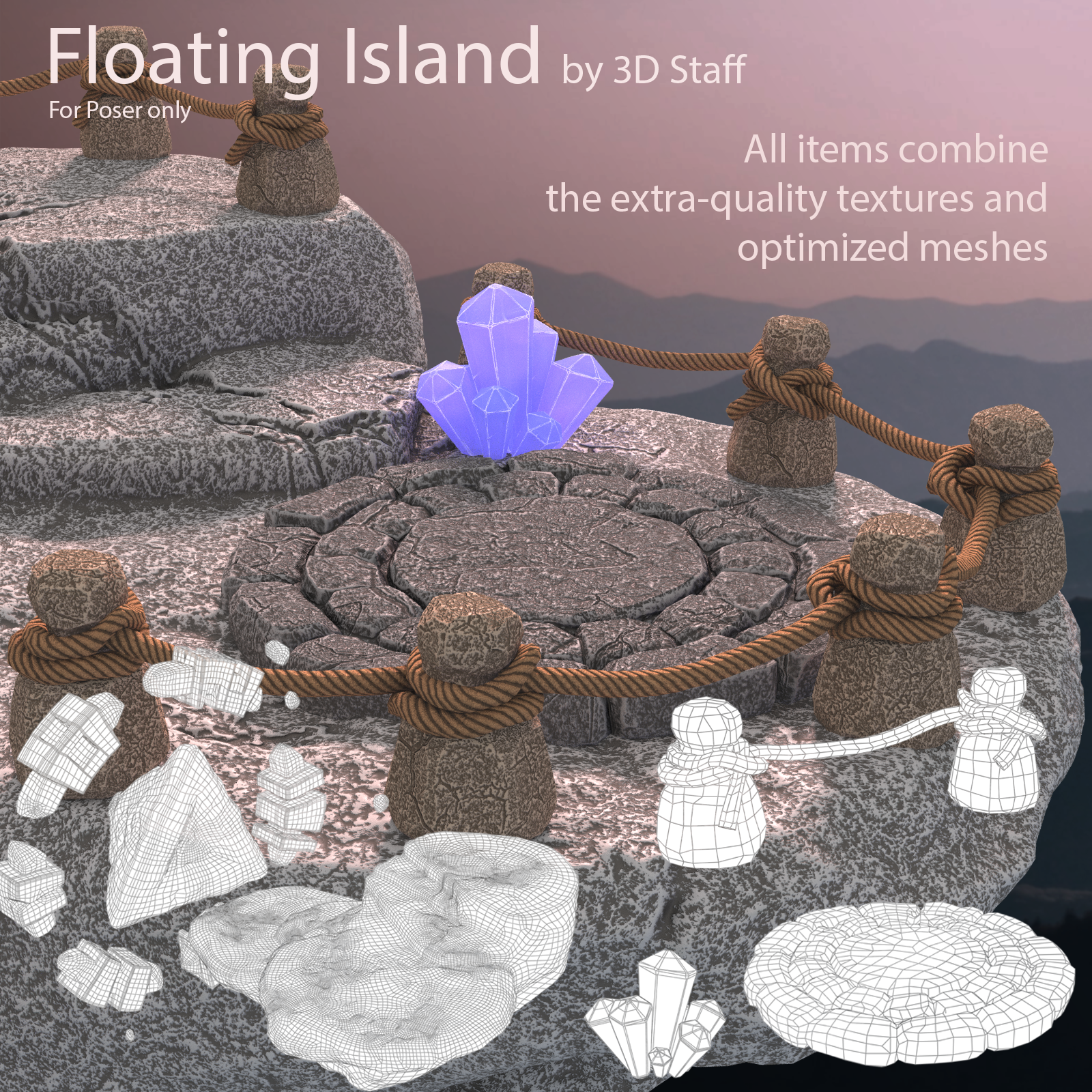 3DStaff Floating Island for Poser by N/A