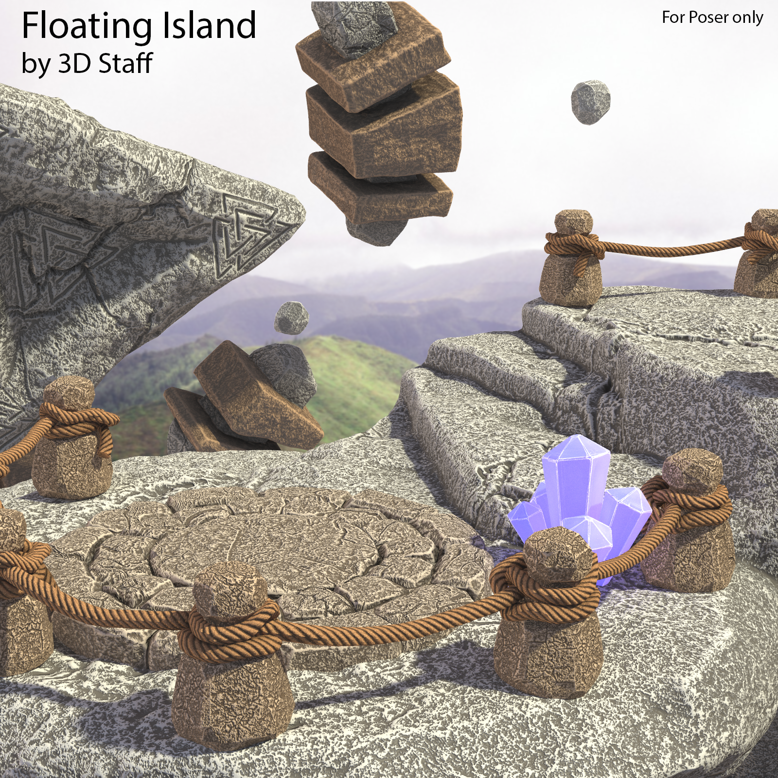 3DStaff Floating Island for Poser by N/A