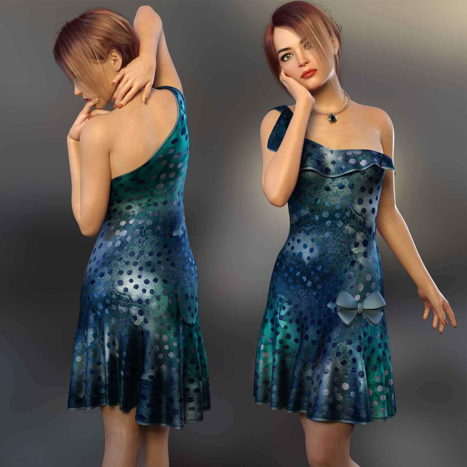 NELMI- dForce Rose Dress Outfit for Genesis 8 Female(s) by N/A