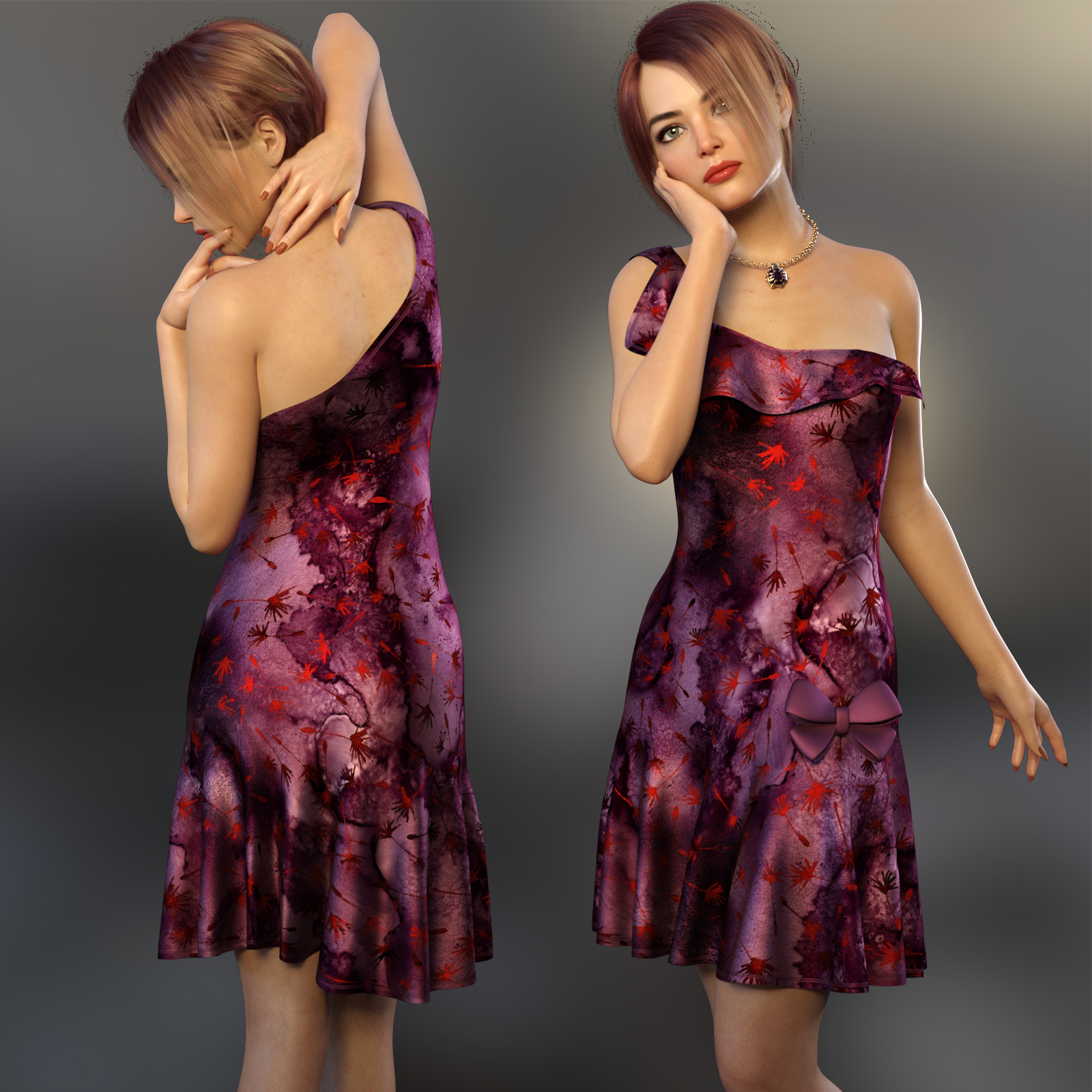 NELMI- dForce Rose Dress Outfit for Genesis 8 Female(s) by N/A