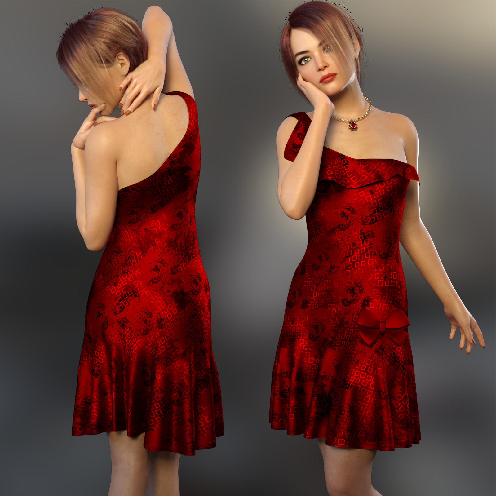NELMI- dForce Rose Dress Outfit for Genesis 8 Female(s) by N/A