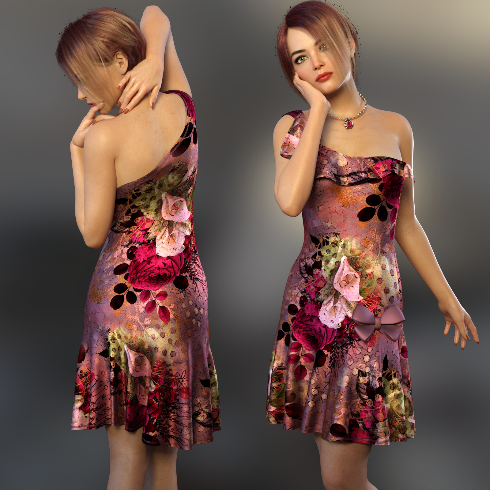 NELMI- dForce Rose Dress Outfit for Genesis 8 Female(s) by N/A