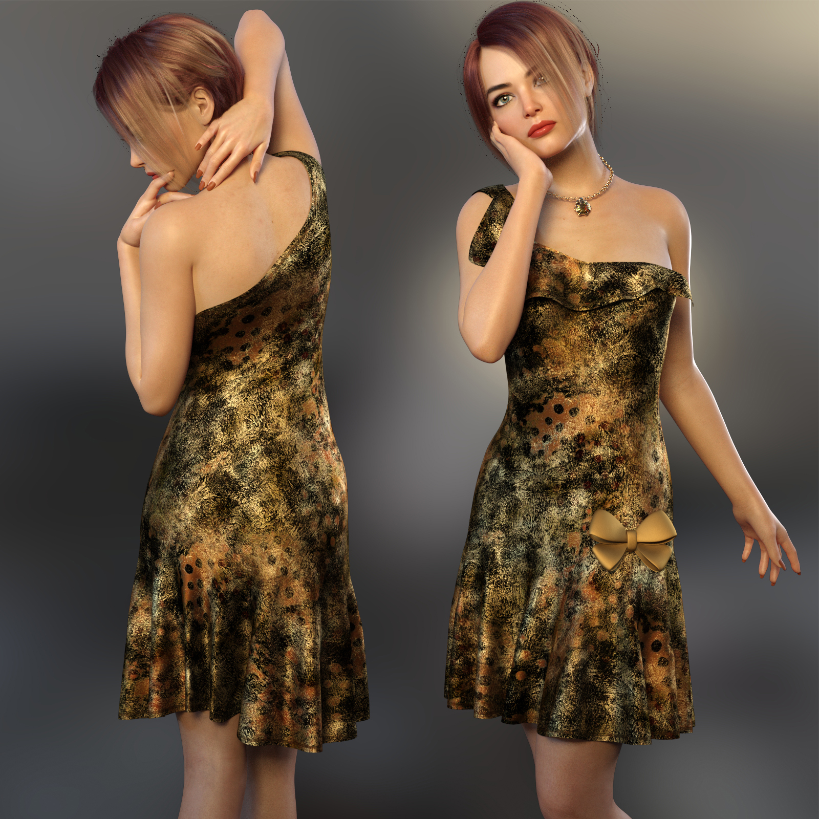 NELMI- dForce Rose Dress Outfit for Genesis 8 Female(s) by N/A