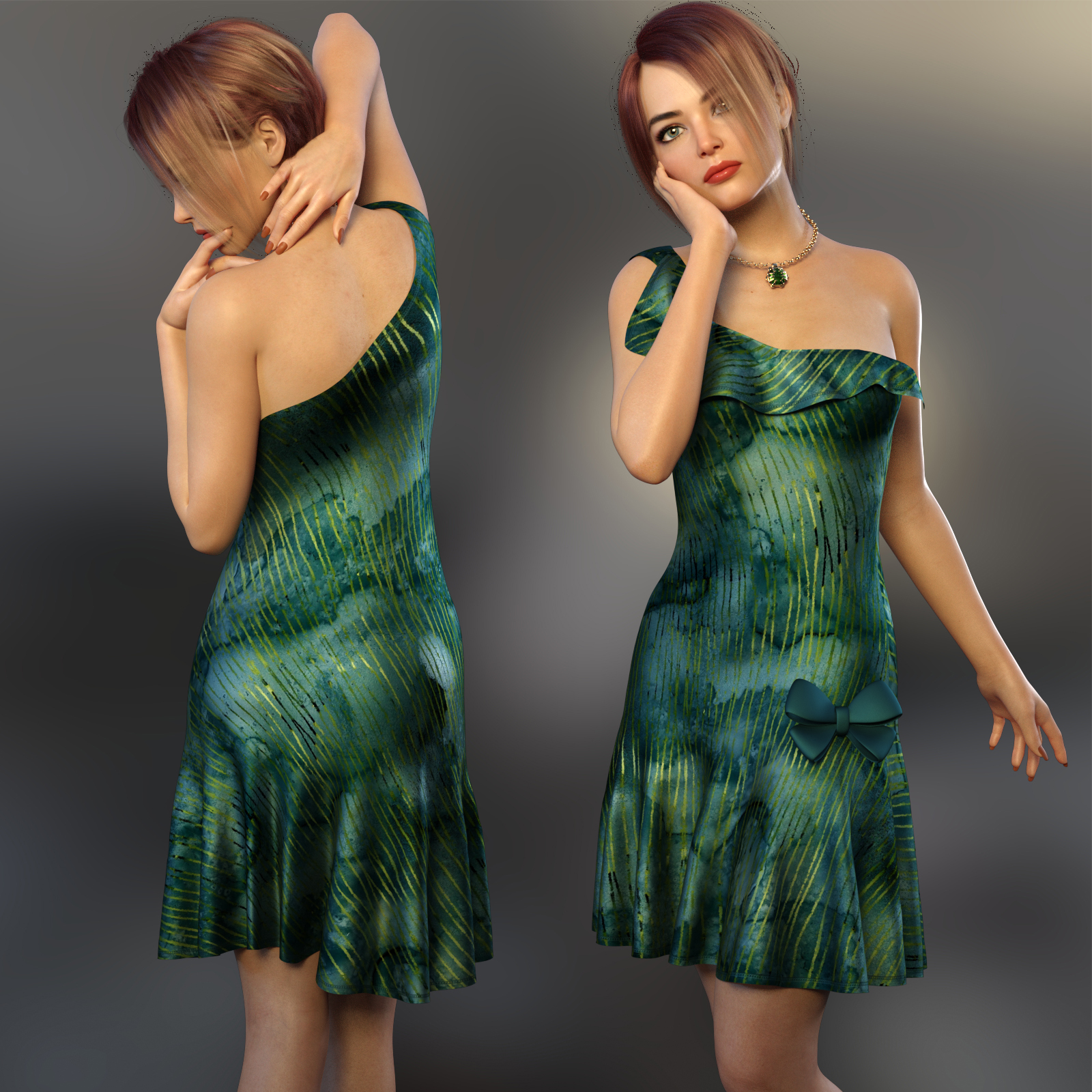 NELMI- dForce Rose Dress Outfit for Genesis 8 Female(s) by N/A