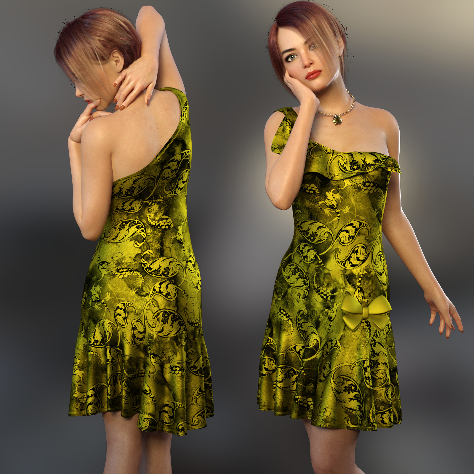 NELMI- dForce Rose Dress Outfit for Genesis 8 Female(s) by N/A