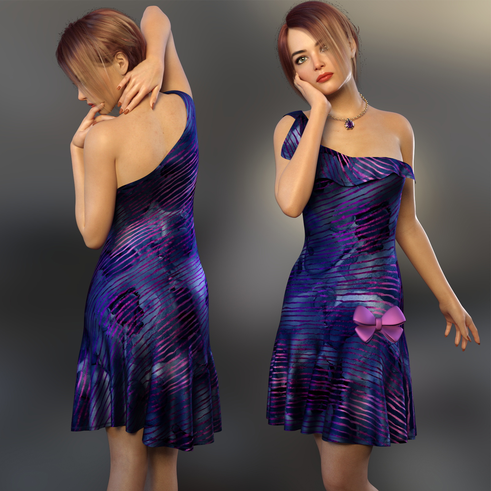 NELMI- dForce Rose Dress Outfit for Genesis 8 Female(s) by N/A