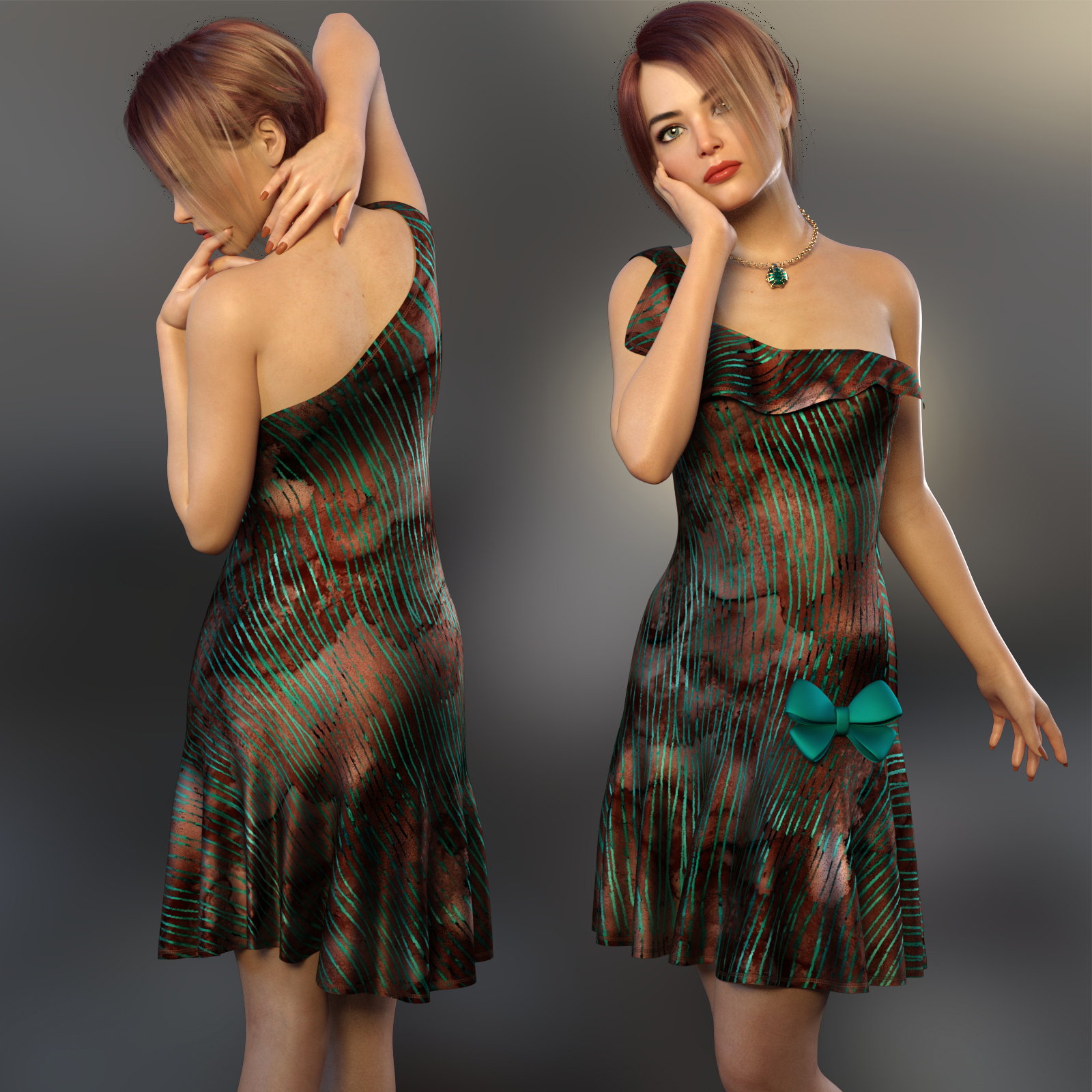 NELMI- dForce Rose Dress Outfit for Genesis 8 Female(s) by N/A