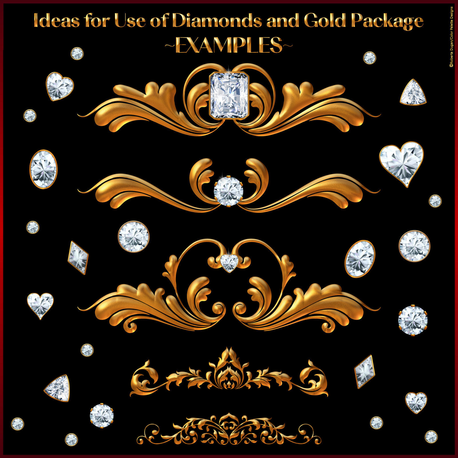 Diamonds and Gold Fancy Divider Bars Pack by N/A