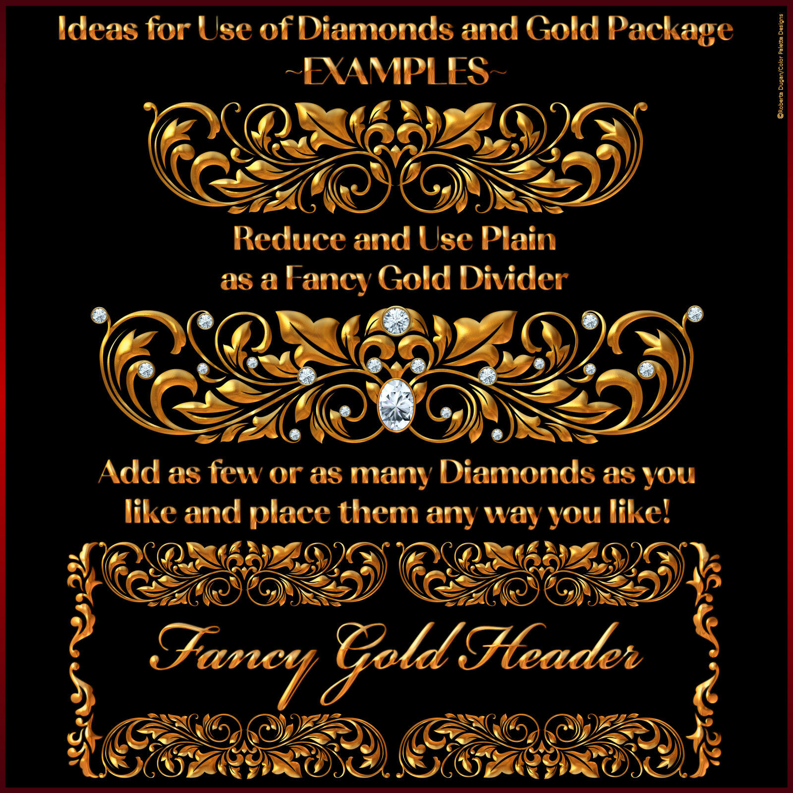 Diamonds and Gold Fancy Divider Bars Pack by N/A