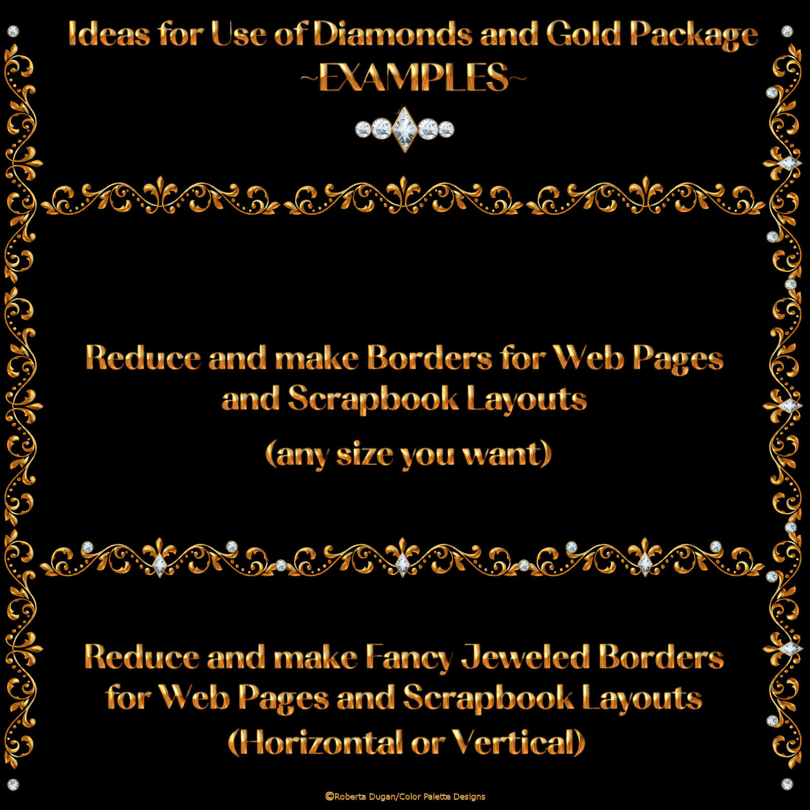 Diamonds and Gold Fancy Divider Bars Pack by N/A