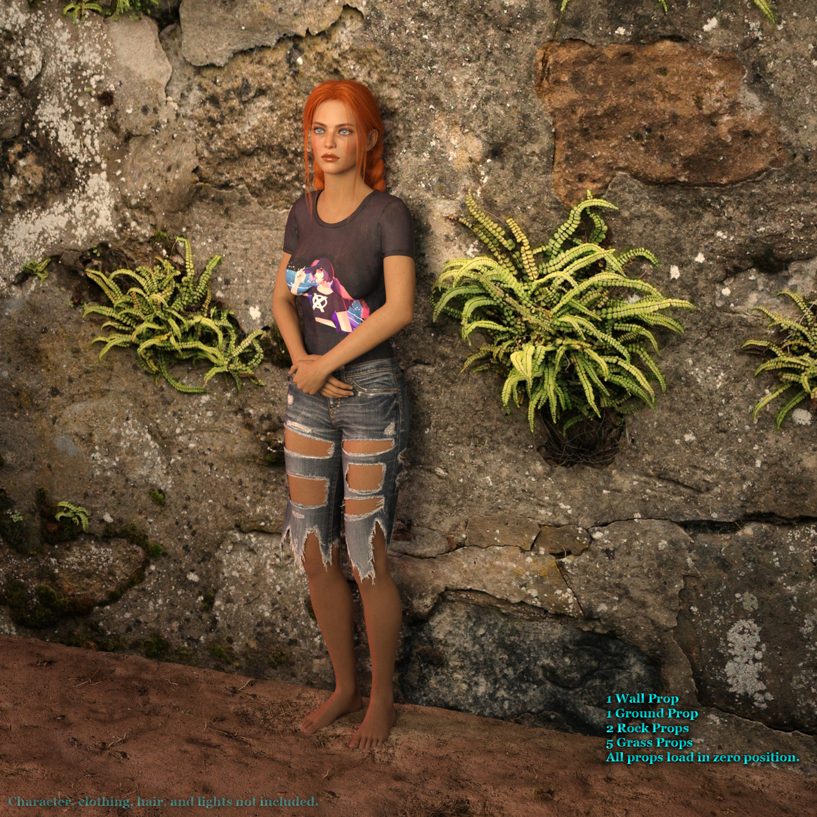 Old Stone Wall Prop Set For Iray by N/A